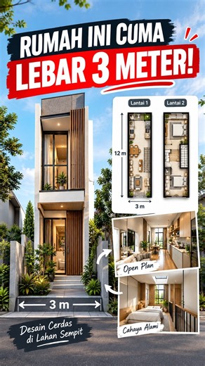 Rumah Ini Cuma Lebar 3 Meter! Kok Bisa Tetap Nyaman? #arsitektur #tipsdesainrumah