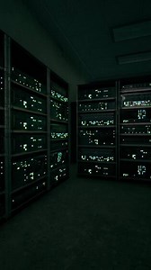 network server room with servers running processes