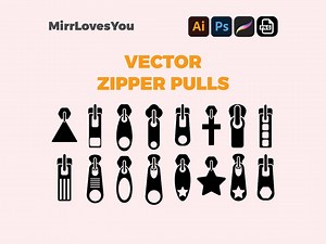 Vector Zipper Heads Streetwear Clothing Accessories Vector Techpack Clothing Brand Fashion Design Tool Adobe Illustrator Procreate Mockups - Etsy Australia