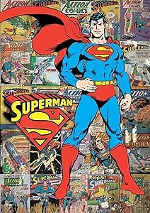 MIGHTYPRINT DC Comics - Superman - Classic Comic Book Collage - Justice League - Durable 17” x 24 Wall Art – NOT Made of Paper – Officially Licensed Collectible MP17240373