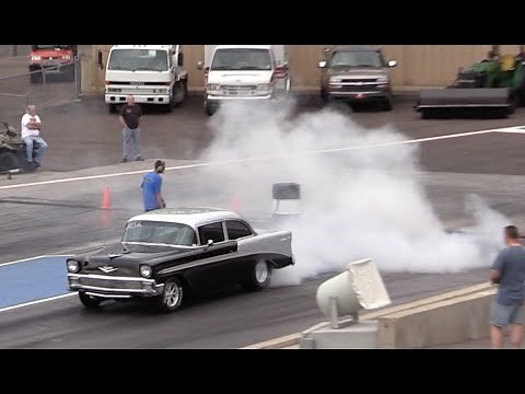 1956 Chevy Bel Air vs Built Cobra Drag Race