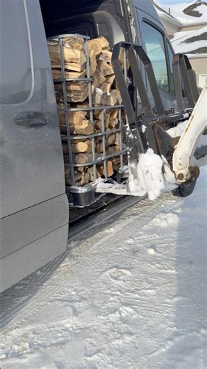 Loading firewood with a bobcat ￼#machines #help time saver ￼￼￼￼