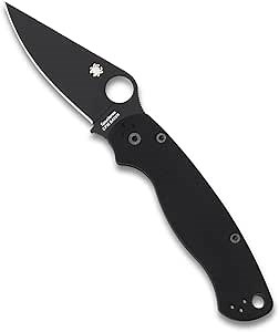 Spyderco Para Military 2 Signature 8.24" Folding Knife with 3.42" CPM S30V Steel Blade and Black G-10 Handle - PlainEdge - C81GPBK2