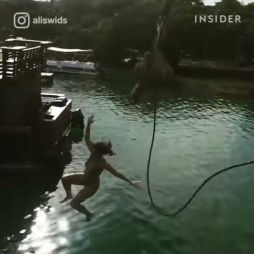 This rope swing is the best way to jump into the ocean