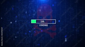 Red critical error message flashing computer screen Loading Process, hacker alert design. Hacker attack. programming code glitch effect. Error signal . Virus code software hack concept. Cyber security