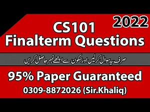 CS101 Final Term Questions and Important Modules | MOST IMPORTANT MODULES FOR FINALTERM PREPARATION