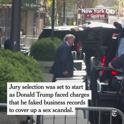 Donald Trump faces charges he falsified business records to cover up a sex scandal while serving as president. Jury selection has begun, and the process could take two weeks or more. Follow live updates. https://nyti.ms/3w3Ruce | The New York Times