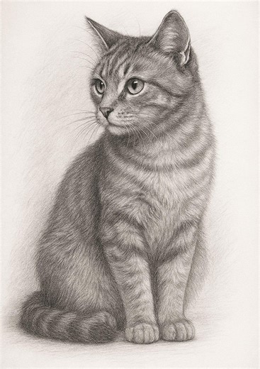 Graphite Cat Portrait | Realistic Tabby Pencil Drawing | Black and White Wildlife Art || Rustic Cabin Printable | Digital Download - Etsy