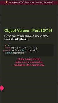 � Object Values Method - Part 83/715 - Production Code Tip #shorts #javascript