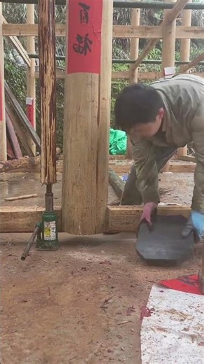 Installing Stone Bases for Wooden House Columns