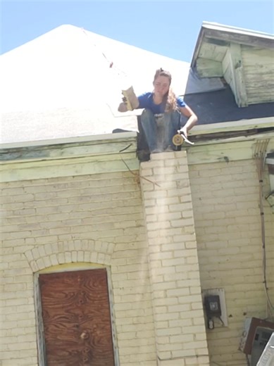 I decided to tear out another chimney! #oldhouse #removal #fixerupper #chimney #myhome #girlpower