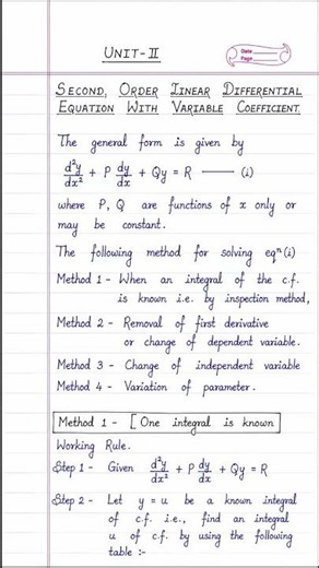 Mathematics-II Unit-2 Ordinary Differential Equations II Notes B.Tech 1st Year | BT202 #Rgpv Notes
