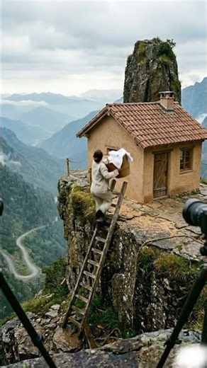 Built a House on the Edge of a Cliff 😳 #CliffHouse#ExtremeBuild