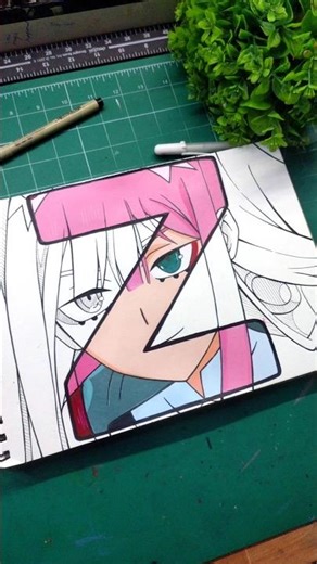 Drawing Zero Two from letter Z | Zero Two | #art #shorts #anime