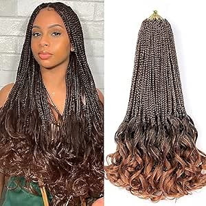 7 Packs 24 Inch Crochet Box Braids Hair with Curly Ends Pre looped Goddess Box Braids Crochet Hair Box Braids Braiding Hair Crochet Braids Hair for Women(24 inch,T30)