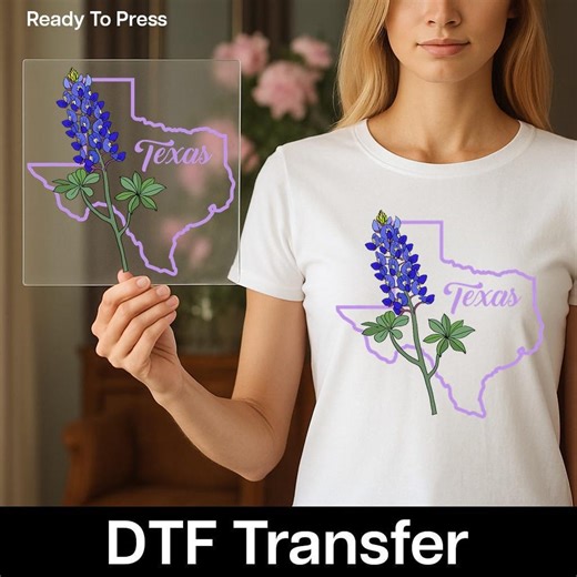Cute Texas Pride State Flower Bluebonnet DTF Transfer Ready to Press for Texans & Travelers Group Apparel - Etsy