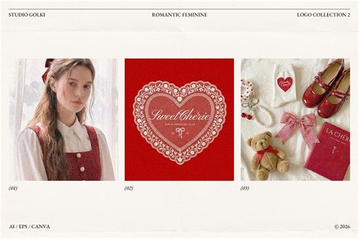 Premade Coquette Logo Bundle: 24 Red Cherry & Heart Logos, Canva and Illustrator Templates - Etsy