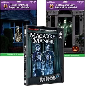 AtmosFEARfx Macabre Manor Halloween Digital Decoration DVD with Holographic Doorway + Reaper Bros® Window Projection Screens
