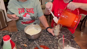 Here’s a yummy kick off to the Christmas Season! It’s an Egg Nog Milkshake! (Be sure to watch to the end to see what happened to messy Moe when she was putting up the whipped cream. Never a dull moment y’all!) Recipe: 3-4 cups Vanilla Ice Cream 1 cup Egg Nog 1 tsp Cinnamon Whipped Cream Blend ice cream, egg nog and cinnamon in blender until smooth. Top with whipped cream and enjoy! | Cooking with Moe and Deb