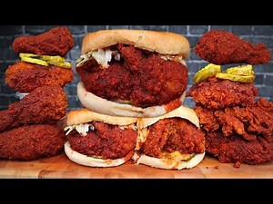 ASMR NASHVILLE HOT CHICKEN SANDWICHES, CHICKEN TENDERS, AND CHICKEN DRUMSTICKS MUKBANG