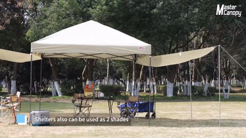 MASTERCANOPY Pop Up 10x10 Canopy Tent with Center Lock, 2 Shelters, 4 Poles, 230 Sq ft of Large Shade Space, for Camping, Picnics & Beach (10'x10',Blue)