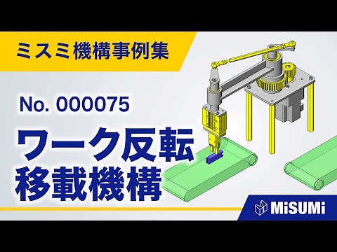 ワーク反転移載機構【コンベヤ/ピック＆プレイス/クランプ/チャック/直動機構/揺動機構/シリンダ/リンク/歯車/モータ/ベアリング/からくり】