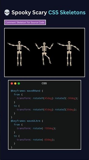 Pure CSS Dancing Skeleton Animation 💀 | No JavaScript | Halloween CSS Animation