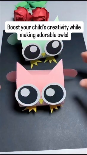 Raising smart and happy kids on Instagram: "These paper owls are easy, fun, and absolutely adorable! 🦉 With just a few folds, kids can create their own wise little friends. This activity develops fine motor skills, focus, and creativity, while giving parents a perfect way to spend quality time with their children. Use them as cute decorations or just enjoy the process of making them together. Keywords: paper owl craft, origami owl, DIY kids craft, fun paper project, fine motor skills, easy orig
