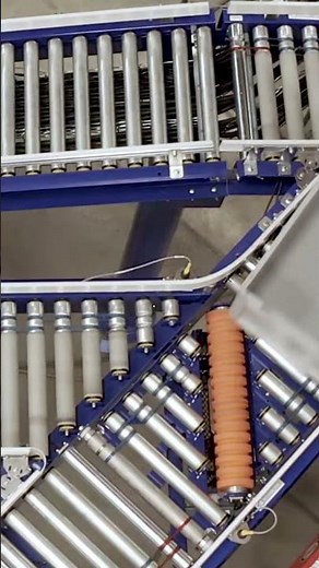 Automatic 1 to 2 Lane Diverting Using Pop-up Roller Diverts #rollerconveyor #diverts #shorts
