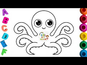 How To Draw An Octopus 🐙 Drawing And Coloring A Cute Rainbow Octopus 🌈 Drawings For Kids