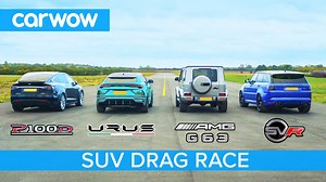 23K views · 316 reactions |  Lamborghini Urus  Tesla Model X P100D  Mercedes-AMG G 63  Range Rover Sport SVR It's Professor Green vs Yiannimize vs Mat Watson for our latest drag race! But which of these incredible SUVs will reach the finish line first? There's only one way to find out... Let's race! | carwow | Facebook