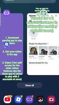 tutorial for 2 accounts in roblox! you can also use a purchase so that you can have unlimited apps