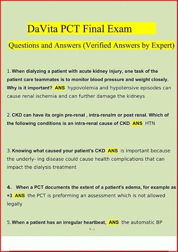 Davita Pct Final Exam Questions And Answers Verified Answersupdate video