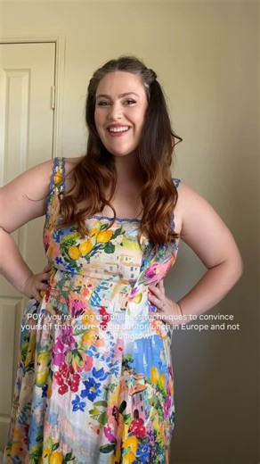 Emma | Curve Model | Plus Size Fashion | Creator on Instagram: "My mindfulness techniques are proving to be successful today 🧘🏼‍♀️ ✨🌸 The inspiration of my European adventure is my Tuscan Muse dress from @stfrock Makeup by @meccabeauty Lashes by @flutterathome #mindfullifestyle #europeanfashion #curvemodel #curvefashion #flutterathome"