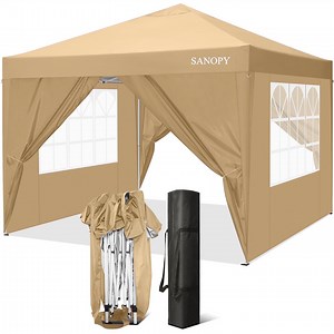 SANOPY 10'x10' Outdoor Canopy Tent Waterproof Pop Up Backyard Canopy Portable Party Commercial Instant Canopy Shelter Tent Gazebo with 4 Removable Sidewalls & Carrying Bag for Wedding Picnics Camping
