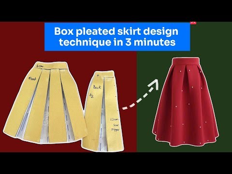 ✂️👗How to design a box pleated skirt (Box Pleated Skirt) in 3 minutes.