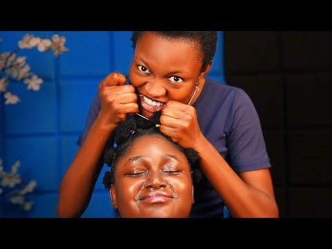 Asmr✨baby knot removal with teeth, scalp scratching,head massage and hair loosening