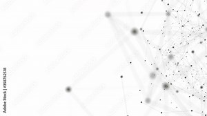 Network structure animation connected lines and dots on white background with copy space. 4K seamless loop