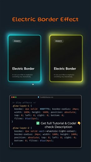 Electric Border Effect ⚡ | HTML & CSS Glowing UI Animation #webdevelopment #htmlcss #animation