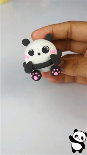 Make a cute panda using clay | #diy #artscraft #clay