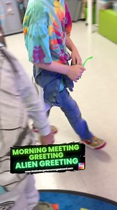 Morning meeting greeting idea: alien greeting! I made the kids into little aliens in Canva! For more morning meeting ideas, click the links in the comments! | Kindergarten Smorgasboard