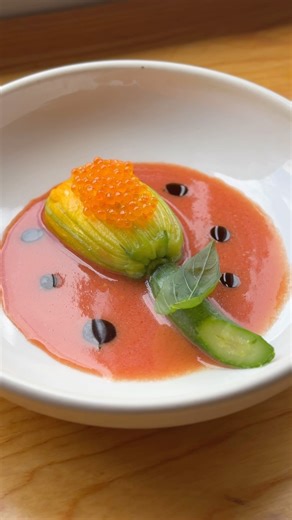 49K views · 767 reactions | Full recipe for the scallop mousse stuffed courgette flower  #courgette #michelin #scallop #recipe | Adam Byatt | Facebook