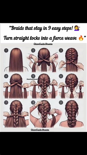 "Braids that slay in 9 easy steps! 💇‍♀️Turn straight locks into a fierce weave 🔥"#hairstyle #fashion