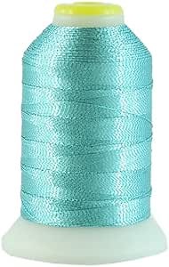Threadart Metallic Thread | No. L68 - Light Blue | 500 Meter Cones (550 Yards) | 25 Brilliant Shiny Colors | For Machine Embroidery