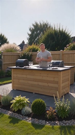 Outdoor Bar & Grill Nook#BackyardDecor