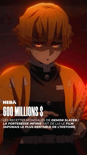 Demon Slayer: La Forteresse infinie a dépassé les 602,8 M$ de recettes mondiales, un exploit historique pour un film japonais. Avec seulement 20 M$ de budget, il devient le plus rentable de l’histoire du cinéma nippon et le premier à franchir le cap des 600 M$ au box-office mondial. Sorti le 18 juillet 2025 au Japon, le film a enchaîné les records : meilleur premier jour et plus gros week-end d’ouverture jamais vus dans le pays. Il détrône désormais Le Voyage de Chihiro et Le Train de l'Infini c
