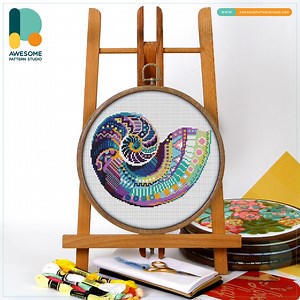 Mandala Nautilus Shell Cross Stitch Kit and Pattern - Modern Cross Stitch Needlework Art, CS1279 - Etsy