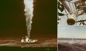 Footage of Soviet Union extinguishing fire with nuclear charge