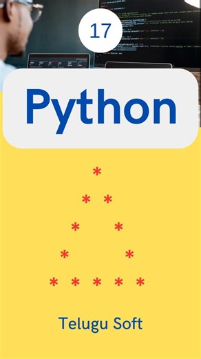 Venkata Satya Siva Pratap Reddy Mukku on Instagram: "Hallow pyramid (triangle) star pattern in PYTHON Telugu #python #coding #telugu"