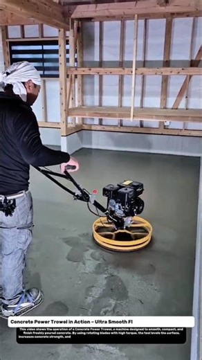 Concrete Power Trowel in Action – Ultra Smooth Floor Finishing Technique!
